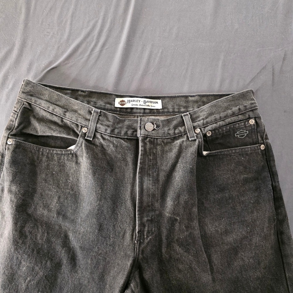 Harley-Davidson Genuine MotorClothes Straight Leg Black Acid Wash Jeans‎ 36x34